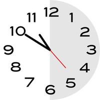 10 minutes to 11 o'clock analog clock icon vector