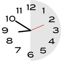 10 minutes to 9 o'clock analog clock icon vector