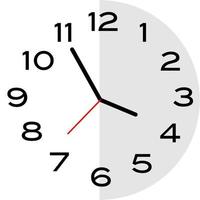 5 minutes to 4 o'clock analog clock icon vector