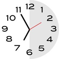 Icono de reloj analógico de 5 minutos a las 7 en punto vector