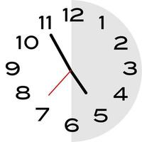 5 minutes to 5 o'clock analog clock icon vector