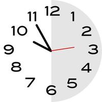 5 minutes to 10 o'clock analog clock icon vector