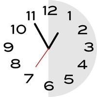 5 minutes to 1 o'clock analog clock icon vector