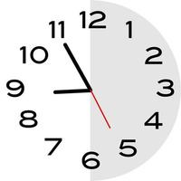 Icono de reloj analógico de 5 minutos a las 9 en punto vector