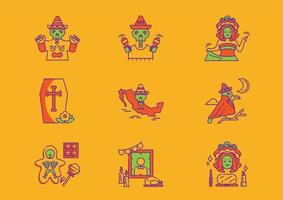 day of dead mexico icons vector