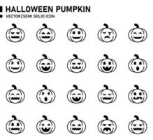 Emoji Pumpkin Semi Solid Icon vector