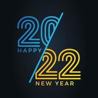 Feliz año nuevo 2022. Adecuado para saludo, invitaciones, banner o diseño de fondo de 2022. vector