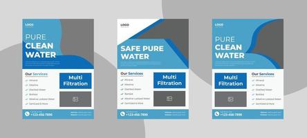 Water refilling service flyer design. Drink pure water poster template. Freshwater service flyer template