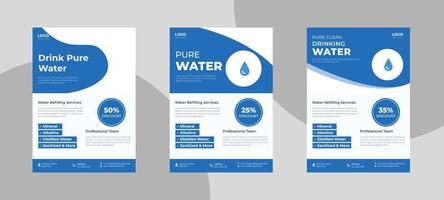 Water refilling service flyer design. Drink pure water poster template. Freshwater service flyer template