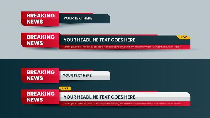 Lower third red simple and modern. Headline video television news bar design template isolated background.