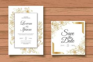 Vintage Hand Drawing Floral Invitation Card Set vector