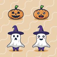 pumpkin and ghost for halloween vector