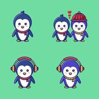 Set cute little penguin vector