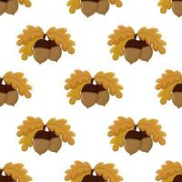 Acorns with leaves seamless autumn pattern vector