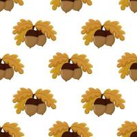 Acorns with leaves seamless autumn pattern vector