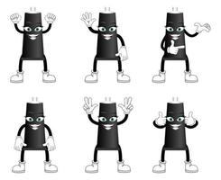 Mascot paint color tube character standing and waving doing different actions isolated vector