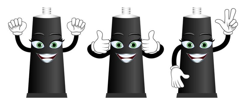 Mascot color tube characters standing and doing different actions vector