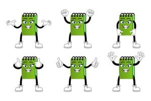 Mascot notepad character standing and doing different actions vector