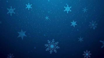 Snow falls and decorative snowflakes. Winter, Christmas, New Year