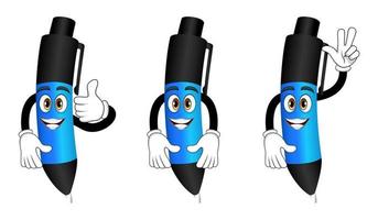 Mascot pen character standing and showing like thumb up, waving vector