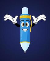 Mascot pen character standing waving isolated vector