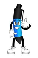 Mascot pen character standing and showing like thumb up vector