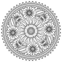 Circular pattern in the form of mandala with flower for henna, mehndi, tattoo, decoration. vector