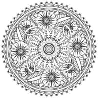 Circular pattern in the form of mandala with flower for henna, mehndi, tattoo, decoration. vector