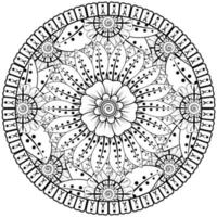 Circular pattern in the form of mandala with flower for henna, mehndi, tattoo, decoration. vector