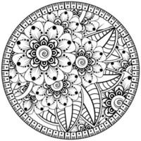 Circular pattern in the form of mandala with flower for henna, mehndi, tattoo, decoration. vector