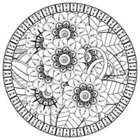 Circular pattern in the form of mandala with flower for henna, mehndi, tattoo, decoration. vector