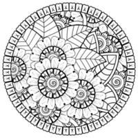 Circular pattern in the form of mandala with flower for henna, mehndi, tattoo, decoration. vector