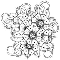 flor mehndi para henna, mehndi, tatuaje, decoración. adorno decorativo en estilo étnico oriental. ornamento del doodle. página de libro para colorear. vector