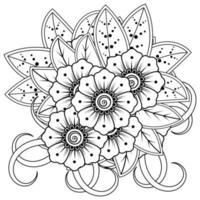 flor mehndi para henna, mehndi, tatuaje, decoración. adorno decorativo en estilo étnico oriental. ornamento del doodle. página de libro para colorear. vector