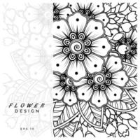 mehndi flower decorative ornament in ethnic oriental style, doodle ornament, outline hand draw. coloring book page. vector