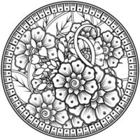 Circular pattern in the form of mandala with flower for henna, mehndi, tattoo, decoration. vector