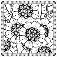 mehndi flower decorative ornament in ethnic oriental style, doodle ornament, outline hand draw. coloring book page. vector