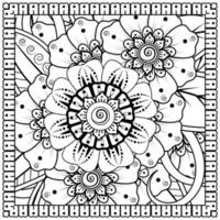 mehndi flower decorative ornament in ethnic oriental style, doodle ornament, outline hand draw. coloring book page. vector