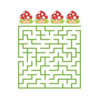 A colored square labyrinth with an entrance and an exit. Difficulty level. Lovely toon. Simple flat vector illustration isolated on white background.