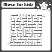 Abstract square maze. An interesting and useful game for children. Simple flat vector illustration isolated on white background.