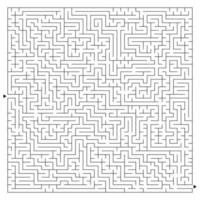 Abstract complex square maze with entrance and exit. An interesting game for children and adults. A mysterious puzzle. Vector illustration isolated on white background.