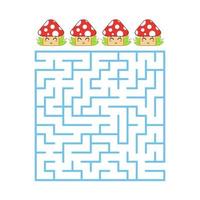 A colored square labyrinth with an entrance and an exit. Difficulty level. Lovely toon. Simple flat vector illustration isolated on white background.