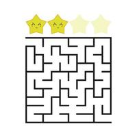 A colored square labyrinth with an entrance and an exit. Difficulty level. Lovely toon. Simple flat vector illustration isolated on white background.