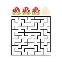 A colored square labyrinth with an entrance and an exit. Difficulty level. Lovely toon. Simple flat vector illustration isolated on white background.