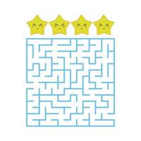 A colored square labyrinth with an entrance and an exit. Difficulty level. Lovely toon. Simple flat vector illustration isolated on white background.