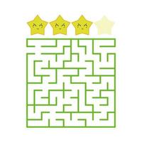 A colored square labyrinth with an entrance and an exit. Difficulty level. Lovely toon. Simple flat vector illustration isolated on white background.