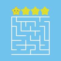 A colored square labyrinth with an entrance and an exit. Difficulty level. Lovely toon. Simple flat vector illustration isolated on white background.