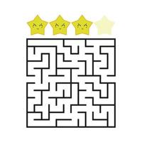 A colored square labyrinth with an entrance and an exit. Difficulty level. Lovely toon. Simple flat vector illustration isolated on white background.