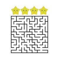 A colored square labyrinth with an entrance and an exit. Difficulty level. Lovely toon. Simple flat vector illustration isolated on white background.