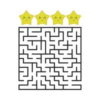 A colored square labyrinth with an entrance and an exit. Difficulty level. Lovely toon. Simple flat vector illustration isolated on white background.